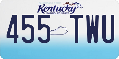 KY license plate 455TWU