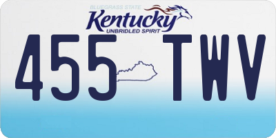 KY license plate 455TWV