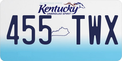 KY license plate 455TWX