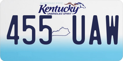 KY license plate 455UAW