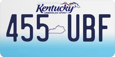 KY license plate 455UBF