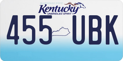 KY license plate 455UBK