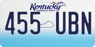 KY license plate 455UBN