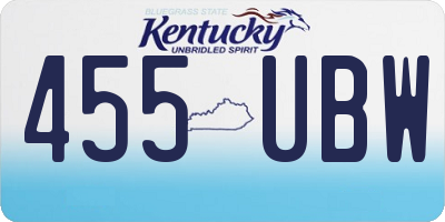 KY license plate 455UBW