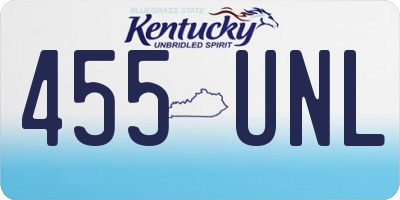 KY license plate 455UNL