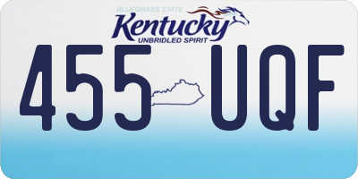 KY license plate 455UQF
