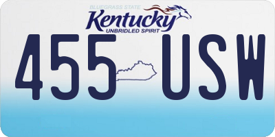 KY license plate 455USW
