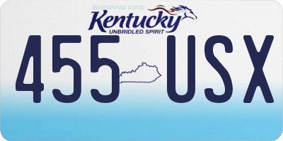 KY license plate 455USX