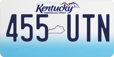 KY license plate 455UTN