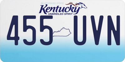 KY license plate 455UVN
