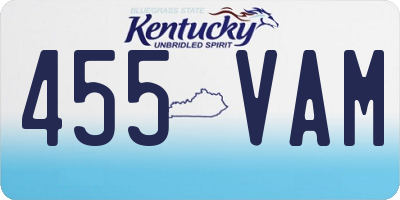 KY license plate 455VAM