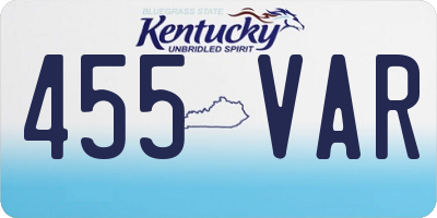 KY license plate 455VAR