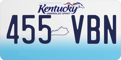KY license plate 455VBN