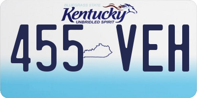 KY license plate 455VEH