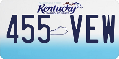 KY license plate 455VEW