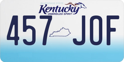 KY license plate 457JOF