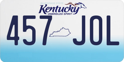 KY license plate 457JOL