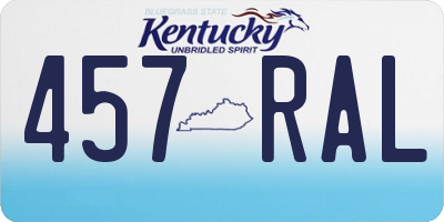 KY license plate 457RAL