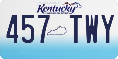 KY license plate 457TWY