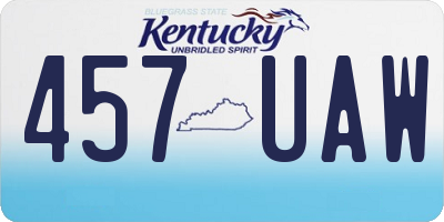 KY license plate 457UAW