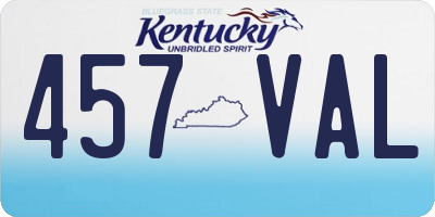 KY license plate 457VAL