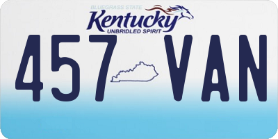 KY license plate 457VAN
