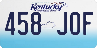 KY license plate 458JOF