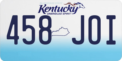KY license plate 458JOI