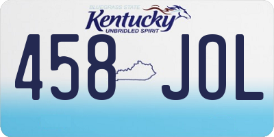 KY license plate 458JOL
