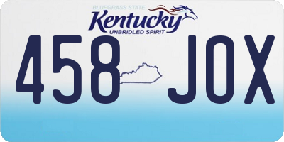 KY license plate 458JOX