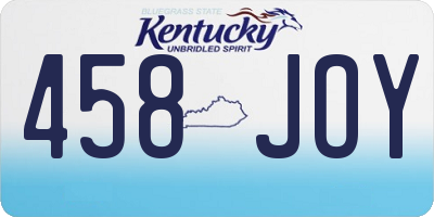 KY license plate 458JOY