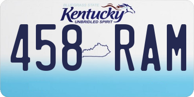 KY license plate 458RAM