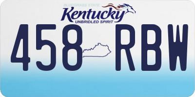 KY license plate 458RBW