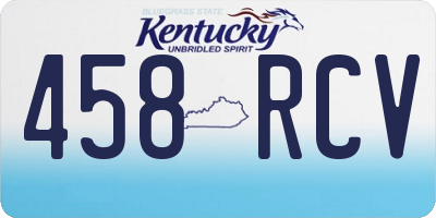 KY license plate 458RCV