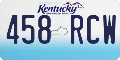 KY license plate 458RCW