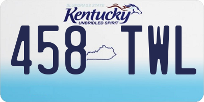 KY license plate 458TWL