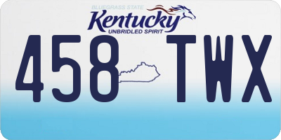 KY license plate 458TWX
