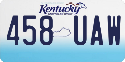 KY license plate 458UAW