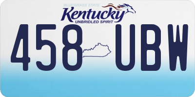 KY license plate 458UBW