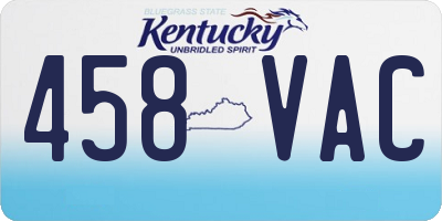 KY license plate 458VAC