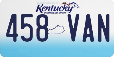 KY license plate 458VAN