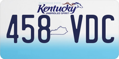 KY license plate 458VDC