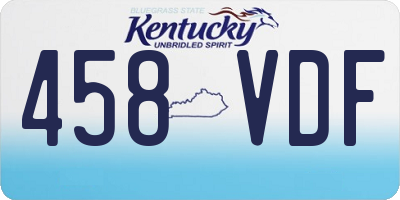 KY license plate 458VDF