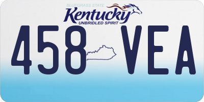KY license plate 458VEA