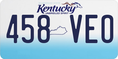 KY license plate 458VEO