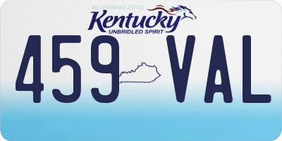 KY license plate 459VAL