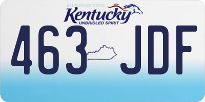 KY license plate 463JDF