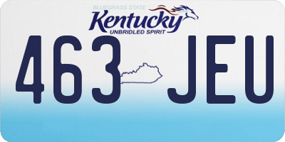 KY license plate 463JEU
