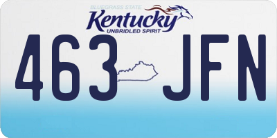KY license plate 463JFN