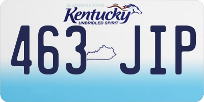 KY license plate 463JIP